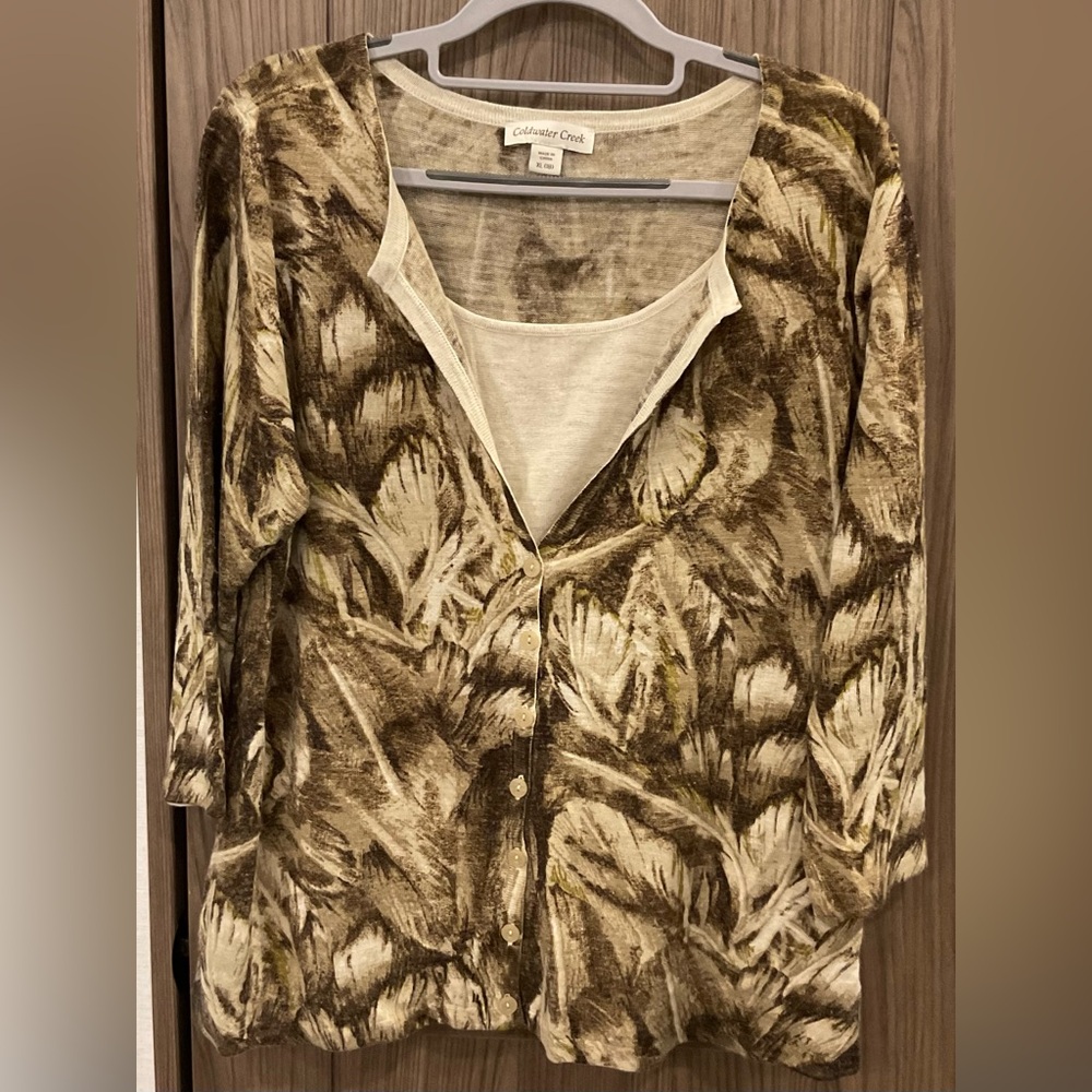 Coldwater Creek Womens Button Up Sweater With Built In Tank Size XL 18